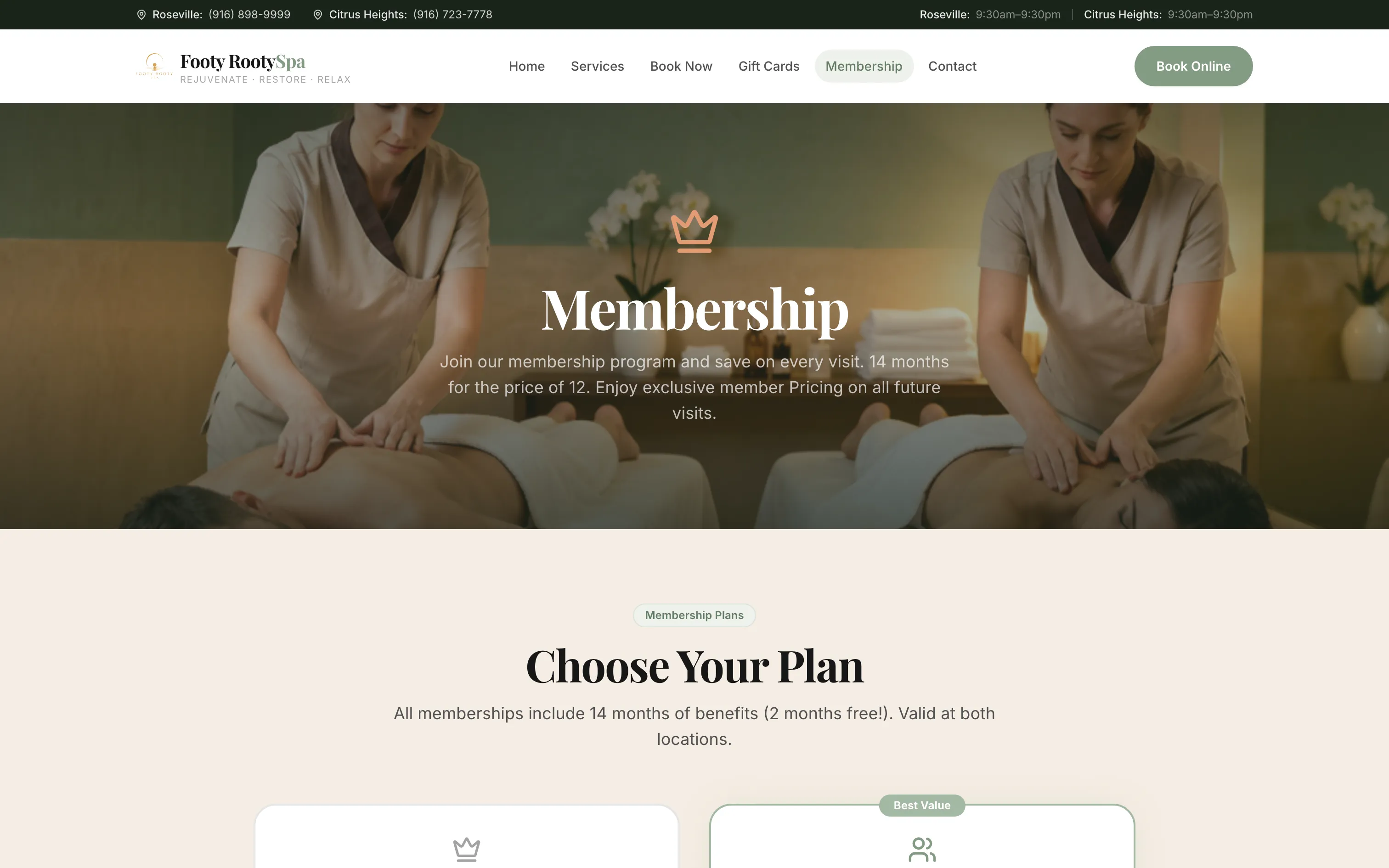 Membership page