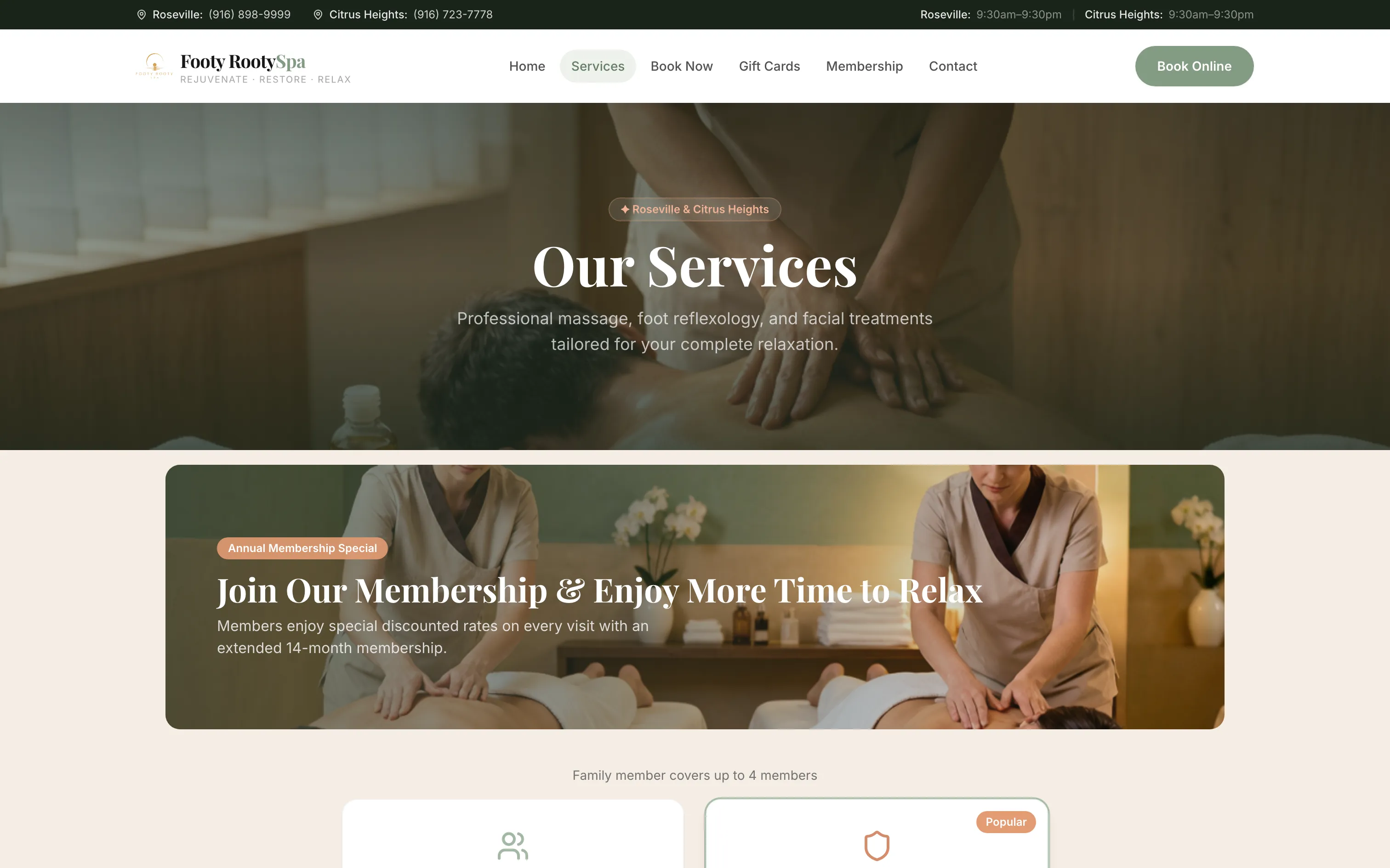Services page